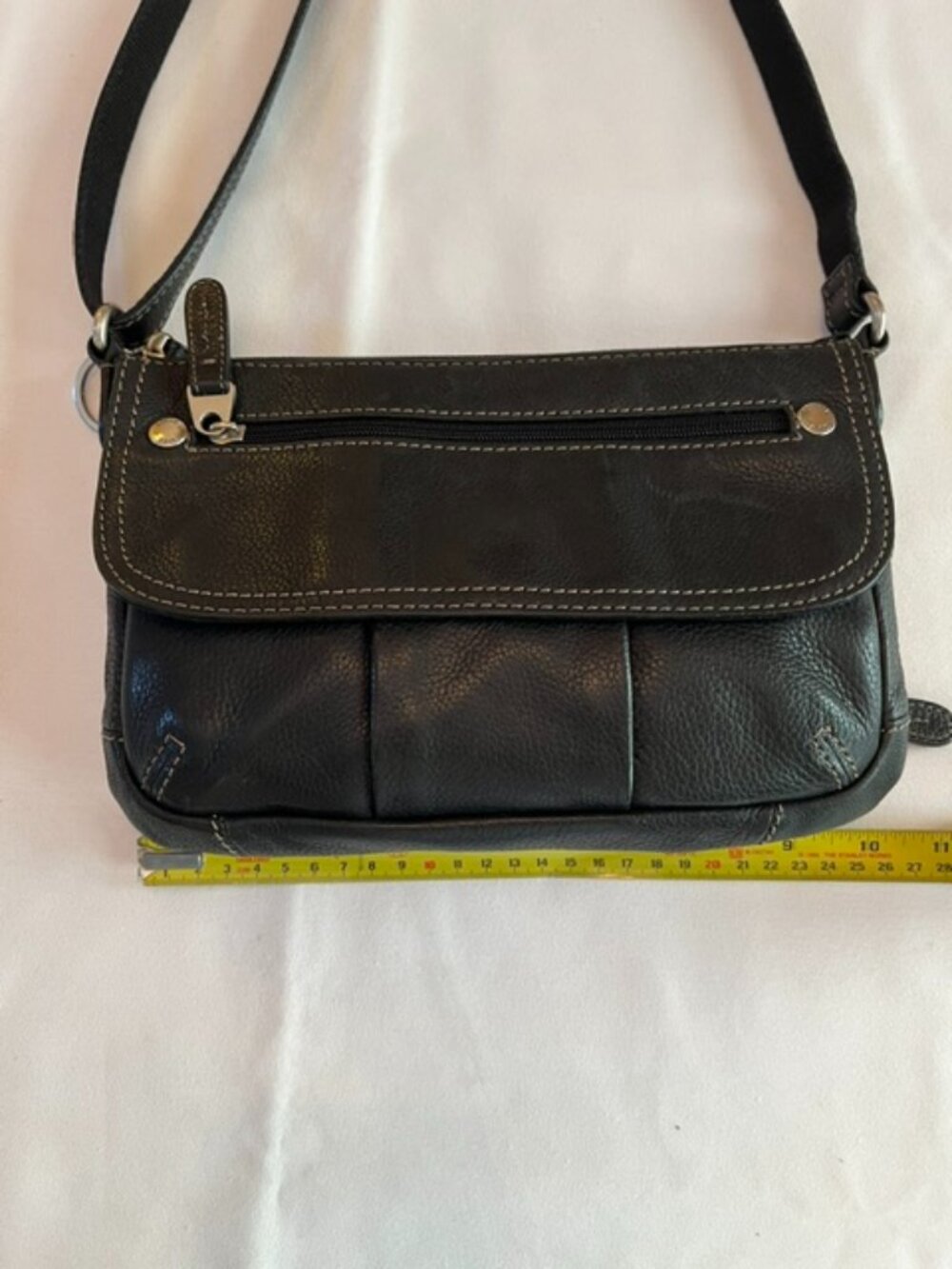 FOSSIL | Black Pebbled Leather Crossbody Bag Zip Top Closure-EUC - Picture 12 of 15